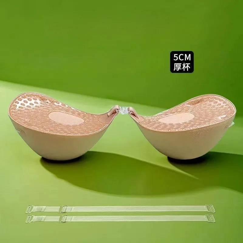 

5cm Thick Breathable Adhesive Bra Silicone Nipple Tape Front Push Up Bra Reusable Invisible Strapless Chest Sticker