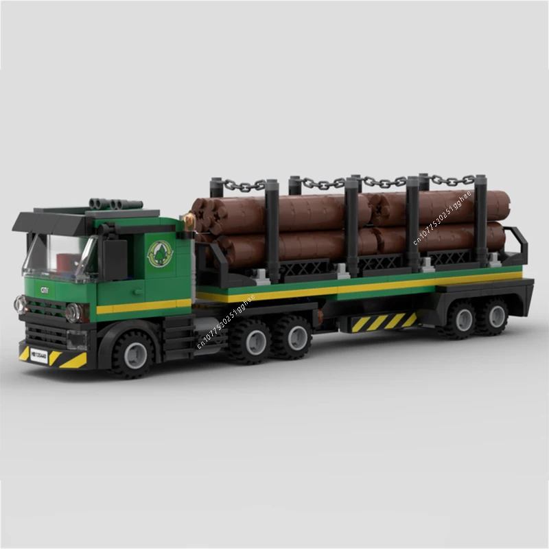 City Vehicle Cabover Truck & Logging Trailer Building Blocks Model Bricks Display Collection Children's Toys Gifts 378PCS