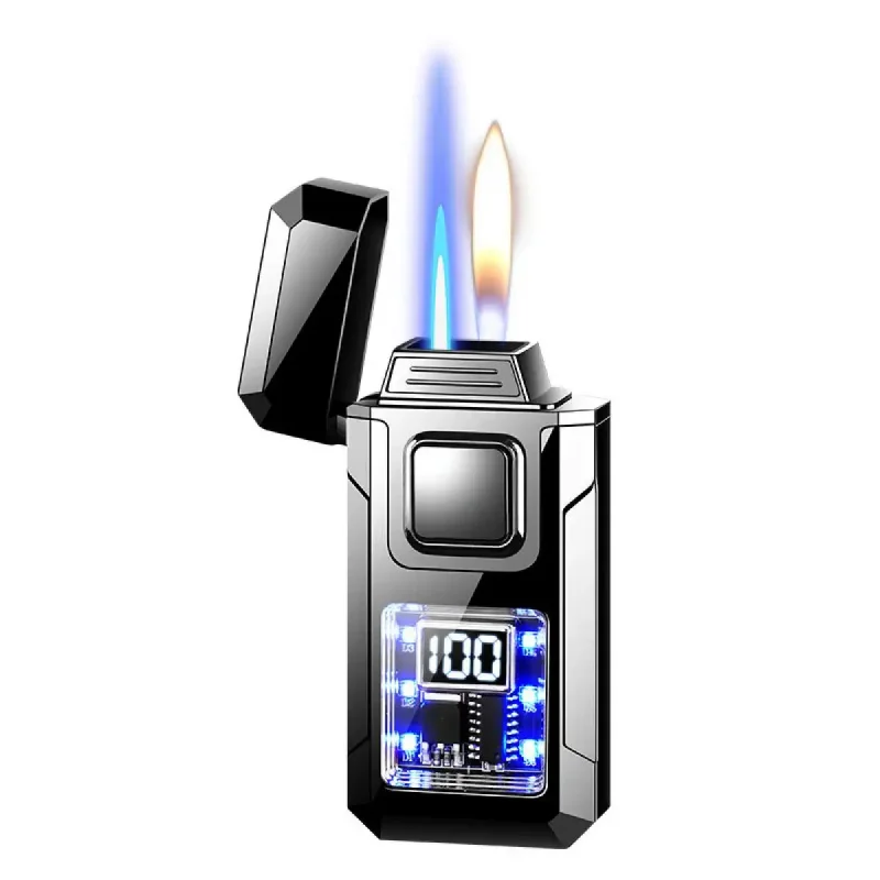 Windproof Voice Control Metal Lighter with LED Display Novelty Gift for Holiday And Camping No Fuel Needed