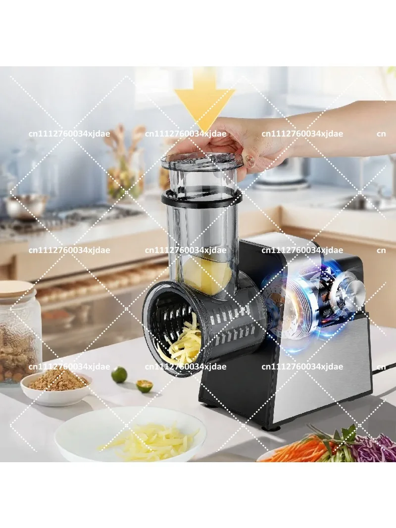 Stainless Steel Electric Vegetable Slicer, Automatic Silent Multifunctional Cutter & Shredder for Home, Cheese, Fruit