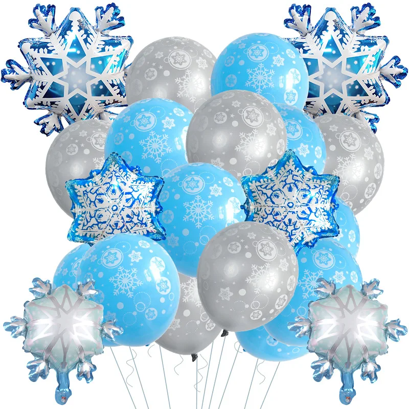 26 Pcs Ice and Snow Theme Snowflake Foil Balloons Christmas Party New Year Birthday Party Scene Decoration Baby Shower Globos