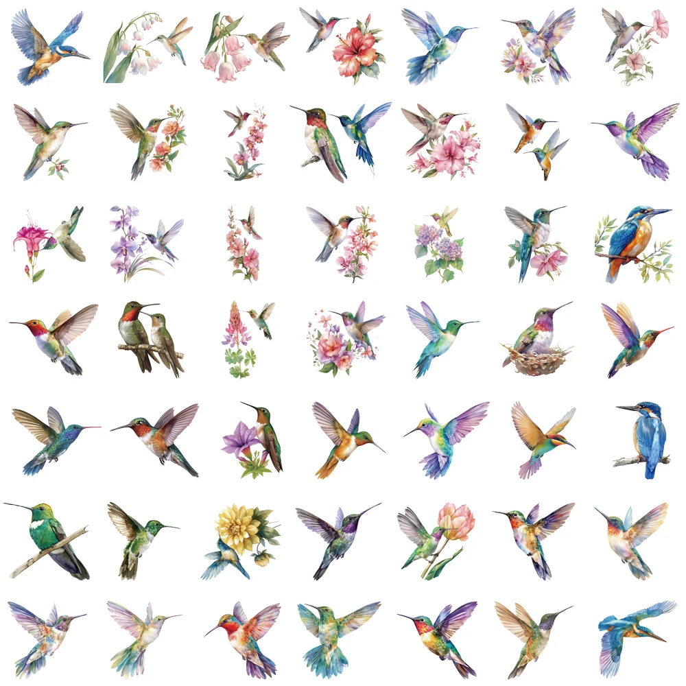50PCS hummingbird Stickers Creative Phone Community Skateboard DIY Fashion Dormitory Chambre Nostalgic Waterproof Sticker