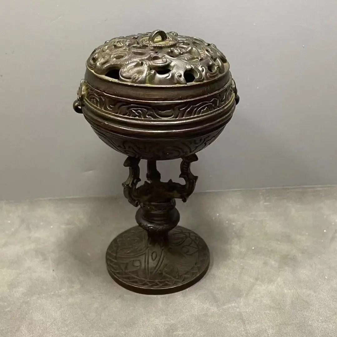 Through carving antique tiger pattern home Boshan stove indoor incense burner incense road home zen, ornament