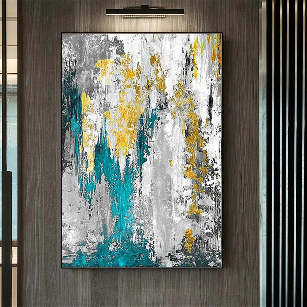 

Abstract Gold Grey Green Textured Canvas Picture For Wall Art Poster Handmade Texture Original Oil Painting Decor Living Room