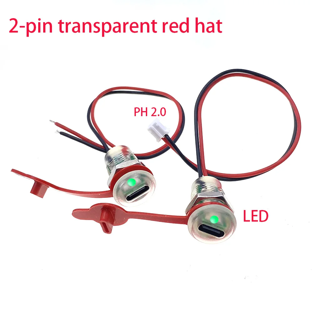 2/5PC USB C high current charging socket with nut snap lock plate TYPE-C LED Lamp female type C waterproof female connector Jack