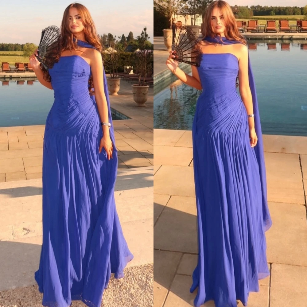 

Customized Classic Chiffon Straight Evening Dress Exquisite Strapless Prom Dress Fashion Sleeveless Special Occasion Gowns