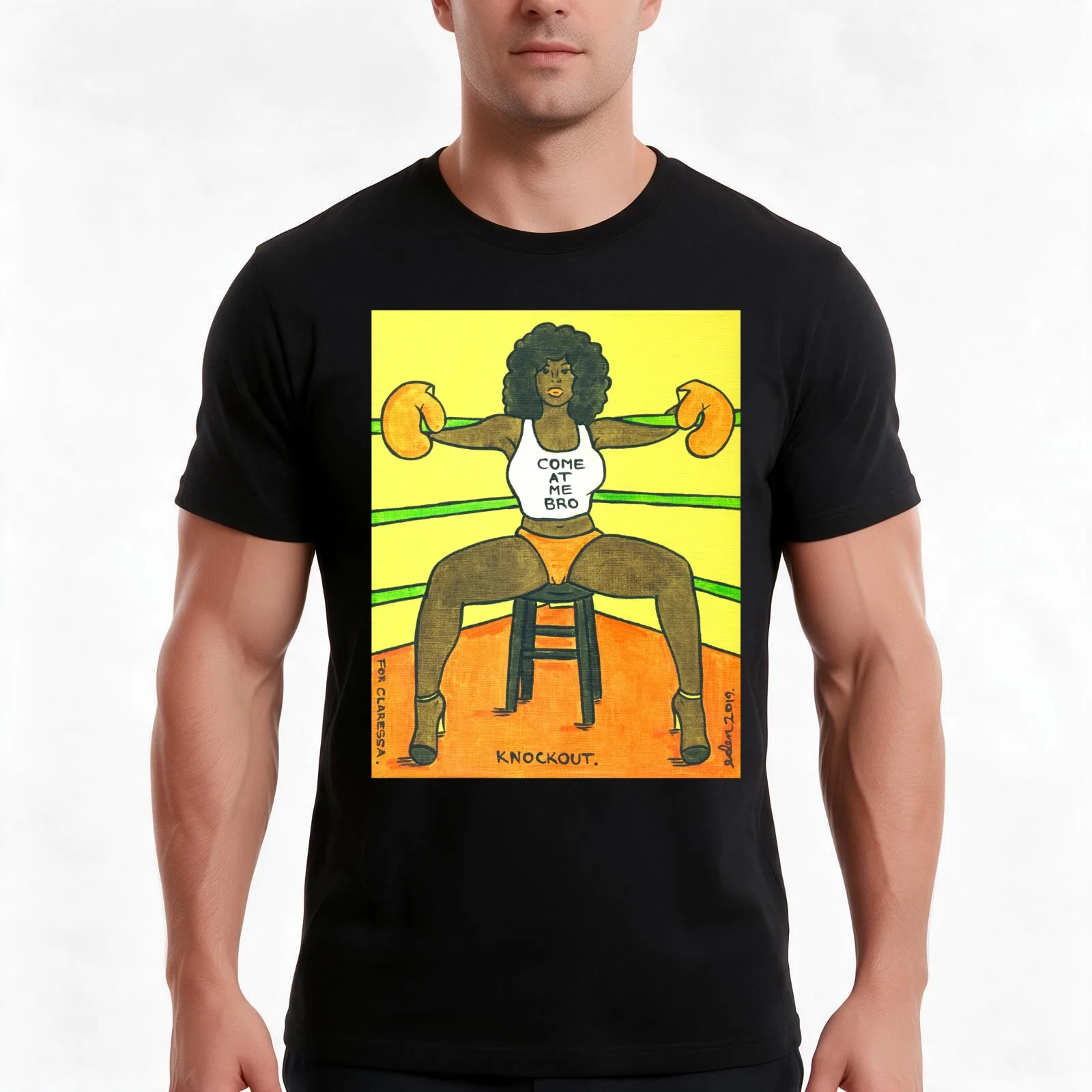 KNOCKOUT T-Shirt, Summer Casual Cotton Tee, Oversized Streetwear Tops, Vintage Graphic Print, Loose Fit Short Sleeve
