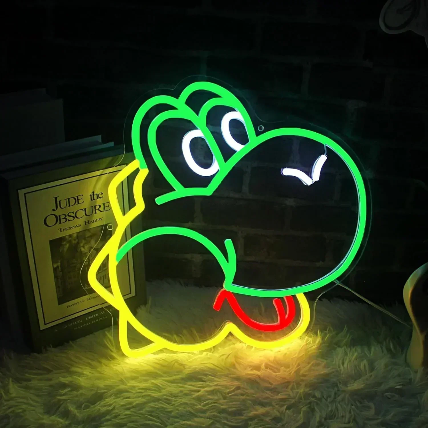 

Неоновая вывеска Yoshi: Декор для дома, USB-питание, регулируемая яркость, светодиодный неоновый светильник для игровой комнаты, детской спальни, игровой комнаты, декор для стен на игровую ночь