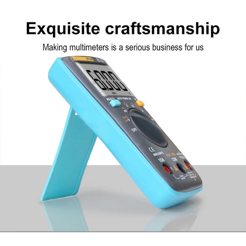 

Мультиметр ZT102 True RMS с автоматическим выбором диапазона, 6000 измерений, поддержка температурных датчиков от 20°C до 1000°C и функция проверки диодов и целостности цепи