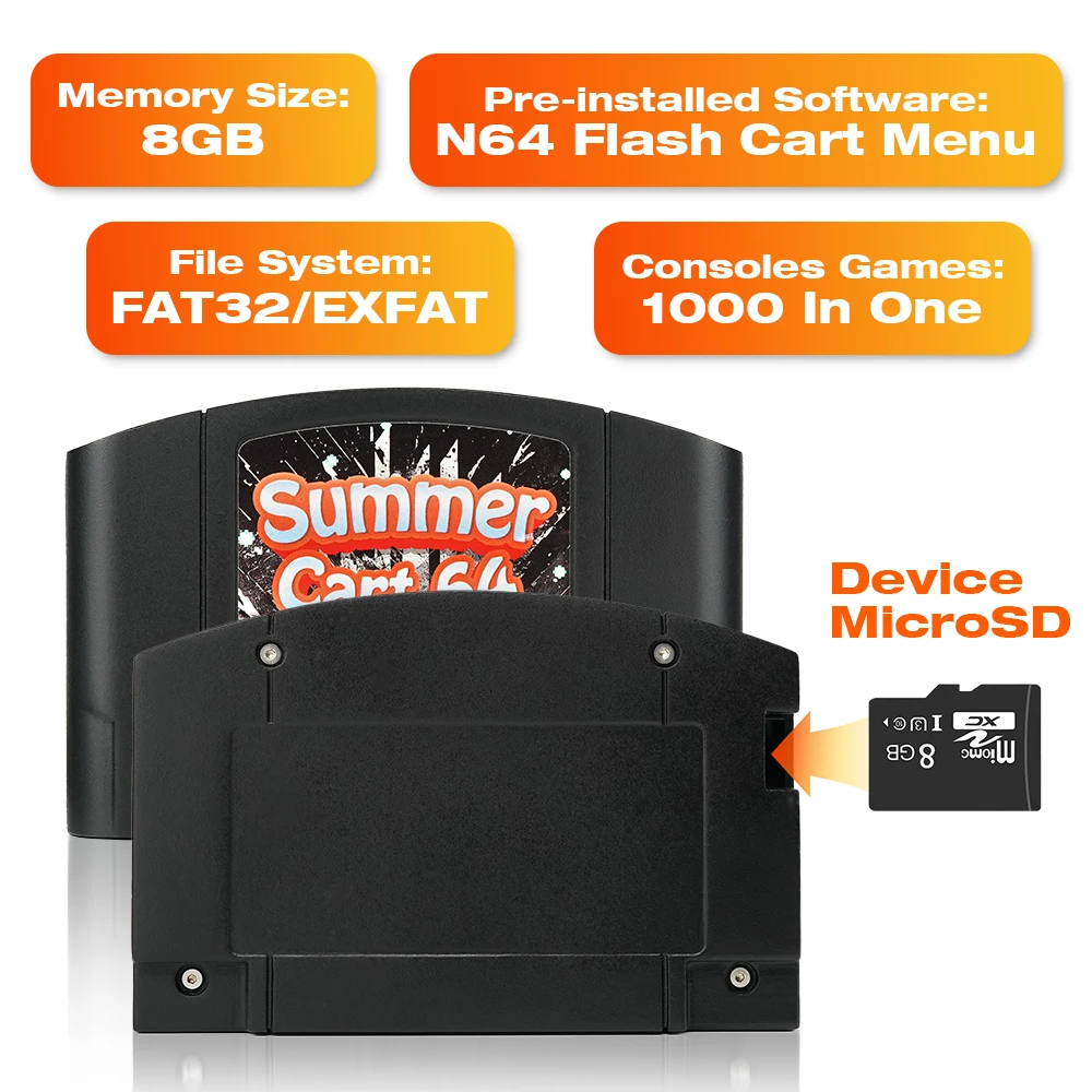 Tarjeta de juego SummerCart64 para Nintendo 64 cartucho de juego EverDrive 64 Drive para consolas de juegos Nintendo 64