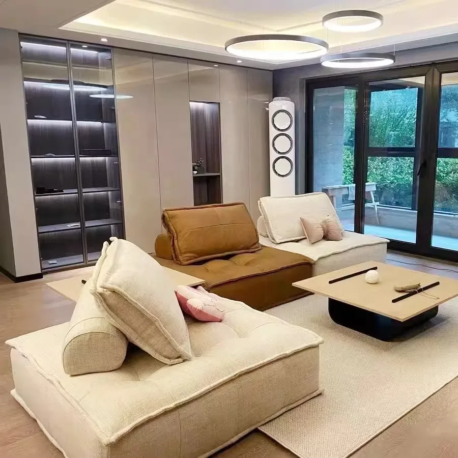 #Modern Furniture Hotel Residential Villa Entrance Genuine Leather Square Modular Sofa Set Durable Eco-Friendly