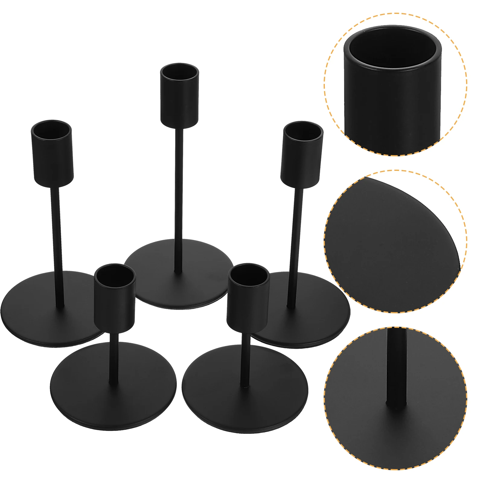 

5pcs Metal Vintage Iron Home Decor Simple Black Pillar Holders For Taper Candles Taper Holders Stand Wedding Hotel