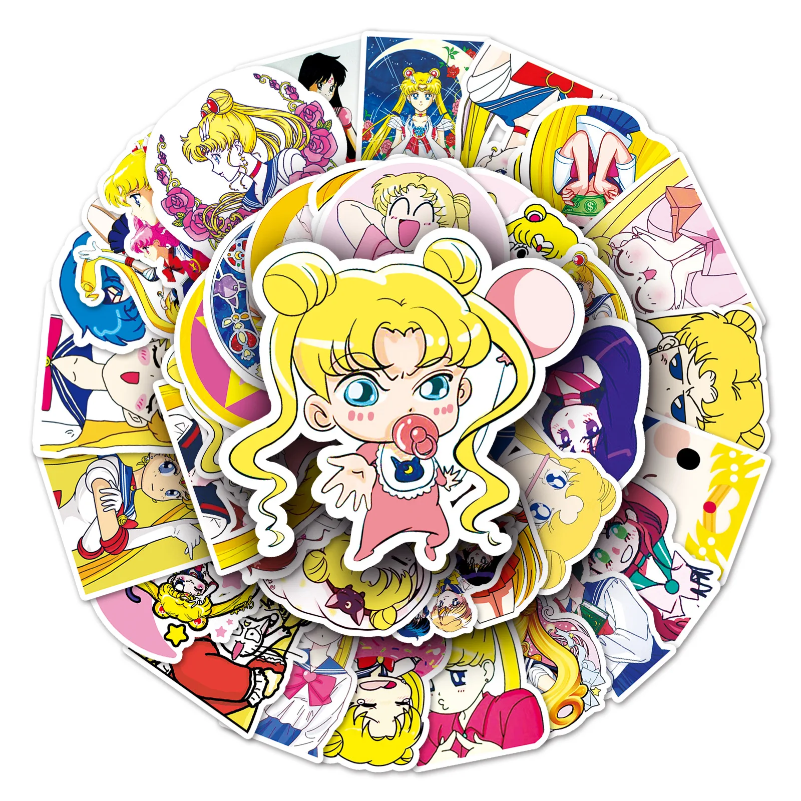 51 Pegatinas Kawaii de Sailor Moon, Adhesivos de Anime para Niñas, Decoraciones para Diario, Teléfono, Papelería, Calcomanías de Dibujos Animados