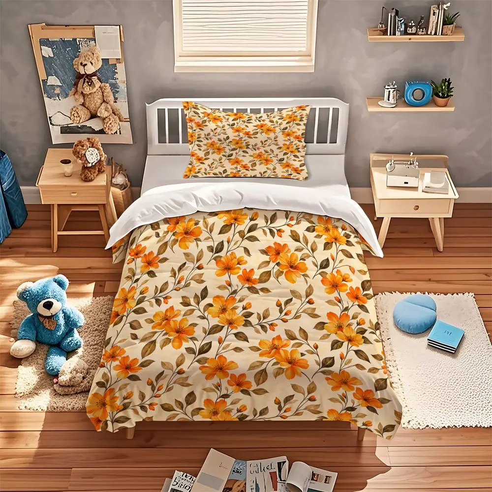Floral Duvet Cover Set Botanical Garden Bedding Set Soft Microfiber Digital Print Quilt Cover Home Bedroom Decor