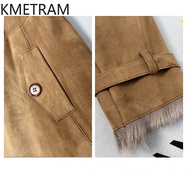 Natural Goatskin Wool Double Faced Fur Jacket Women Caramel Real Fur Coat Winter Leather Jackets Woman Clothing 2025 abrigos