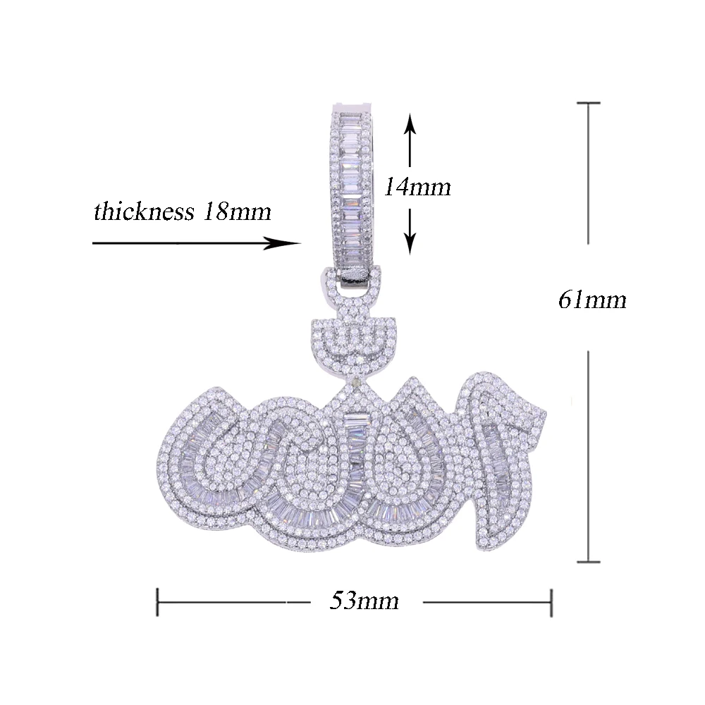 2026 New hip-hop men's pendant fashion Allah symbol paved with crystal crystal shiny zircon rock men's pendant necklace jewelry.