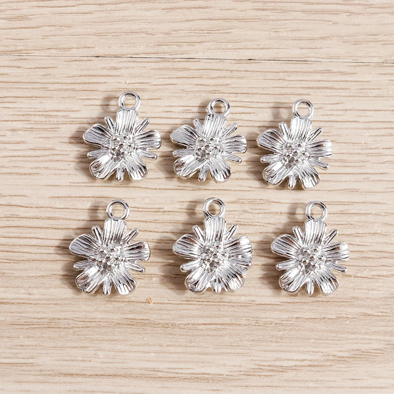 20 Stück 14x17mm Niedliche Legierungs-Blumenanhänger für Ohrringe, Halsketten, Armbänder, DIY Handgemachtes Kunsthandwerk, Schmuckherstellungszubehör – Detail 2