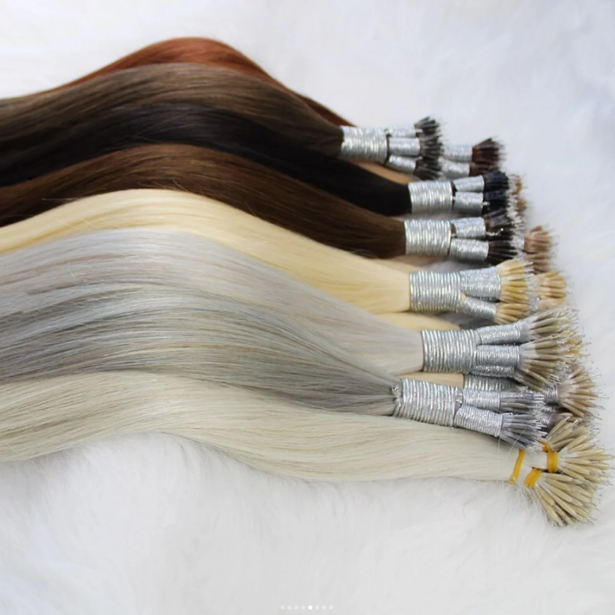 Strands Nano Rings Micro Links Human Hair Extensions Set Keratin Capsule Natural Blonde Micro Beads Loop Remy Straight Hair