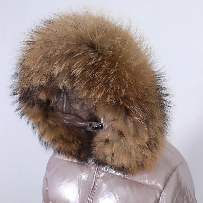 Maomaokong 2022 Winter Warm Real Fox Wasbeer Bontkraag Zwart Roze Down Jas Vrouwen Puffer Bovenkleding Jassen Vrouwelijke Parka