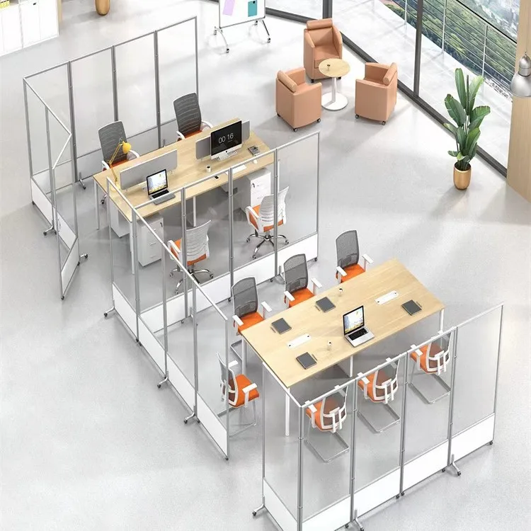 Push-pull screen baffle matte acrylic factory workshop activity folding mobile screen partition transparent office