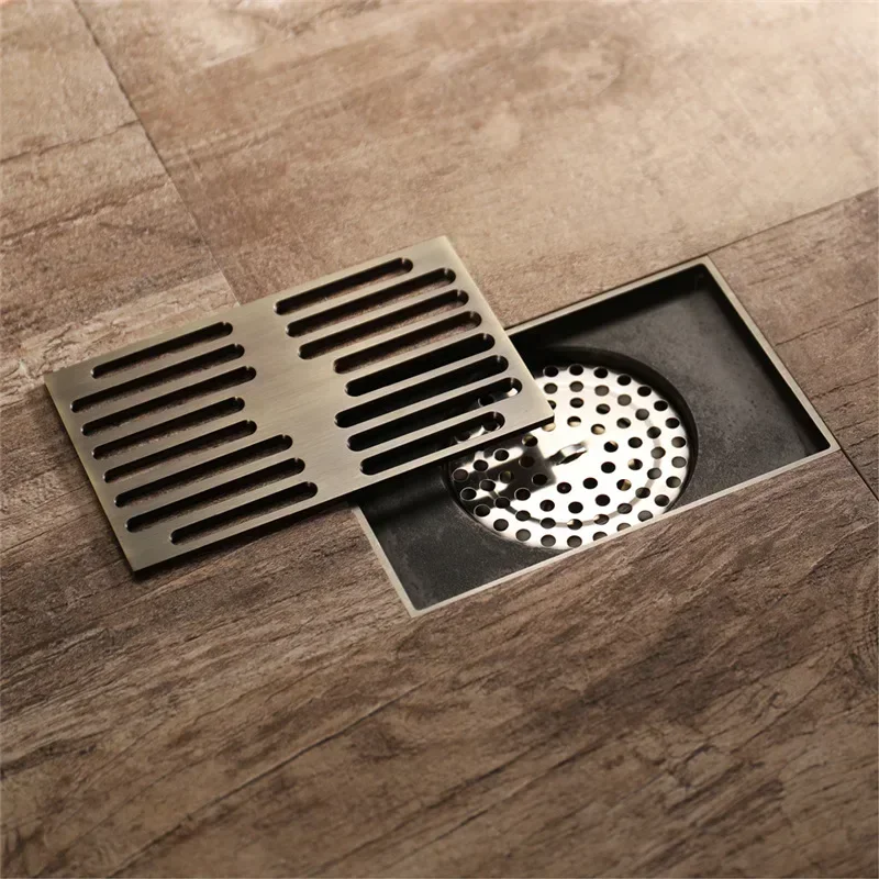 yes9*14CM Drain Euro Antique Brass Art Carved Floor Drain Cover Shower Waste Drainer Bathroom Bath Accessories Strainer