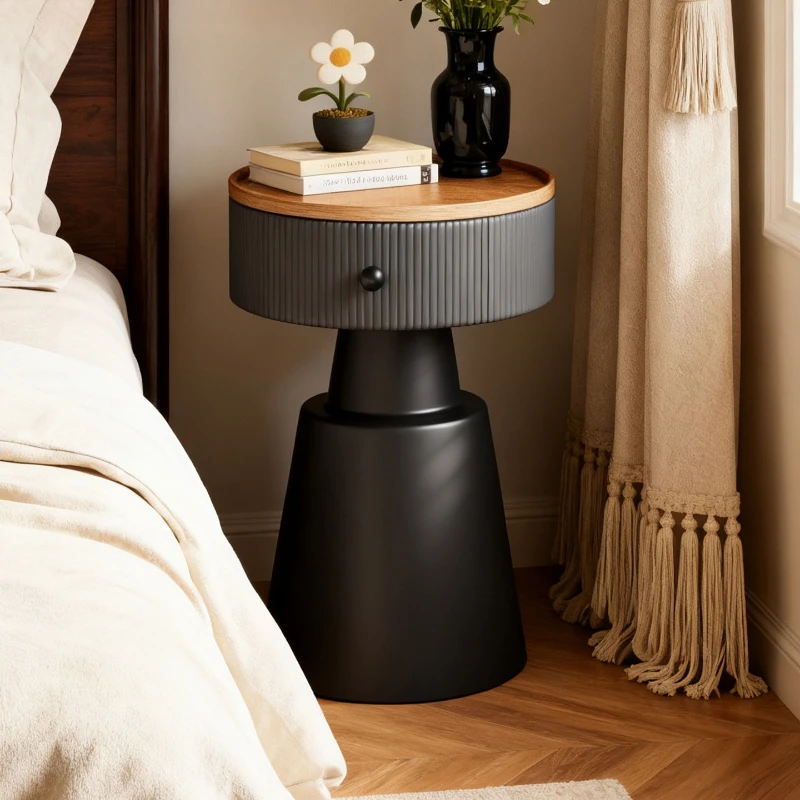 light luxury high-end feeling Bedside table Medieval style household drawers bedside table storage nightstands bedroom furniture