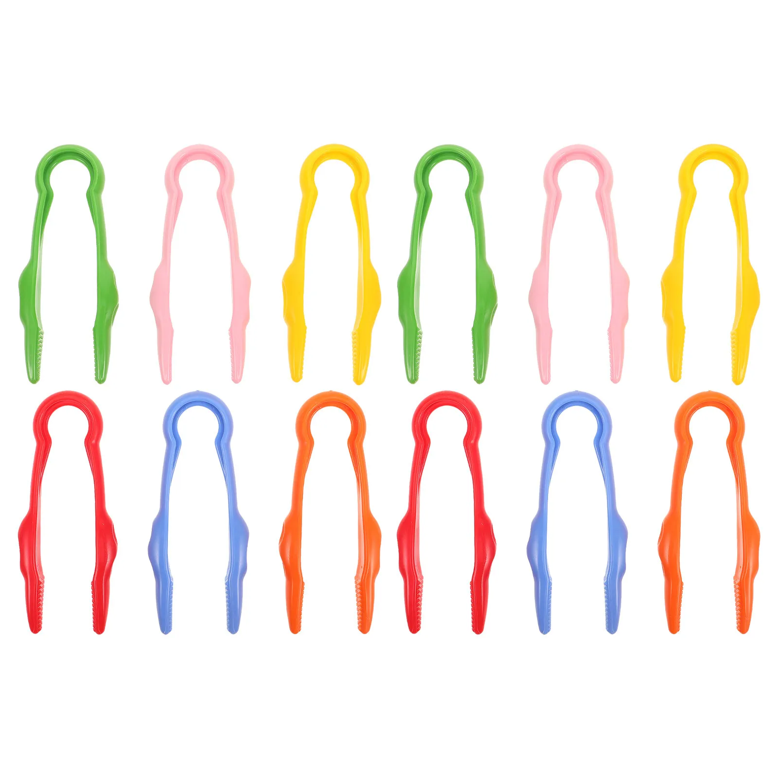 12 قطعة ملاقط أطفال للأطفال ألعاب محركات دقيقة حرفية دقيقة طرف مسطح ملقط بلاستيكي لرياض الأطفال