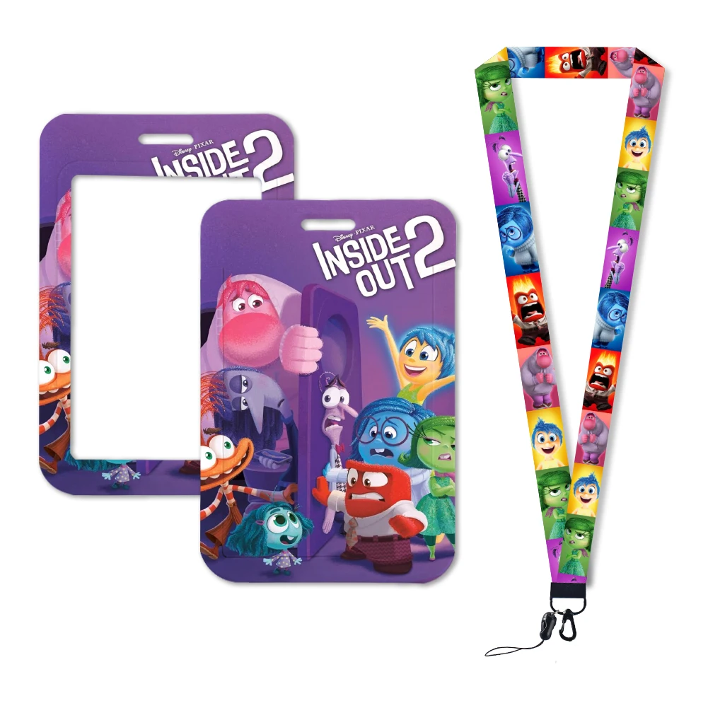 Inside Out 2 kartu Universitas Lanyard Id lencana pemegang Bus Pass Cover Slip Bank pemegang kartu kredit tali kartu