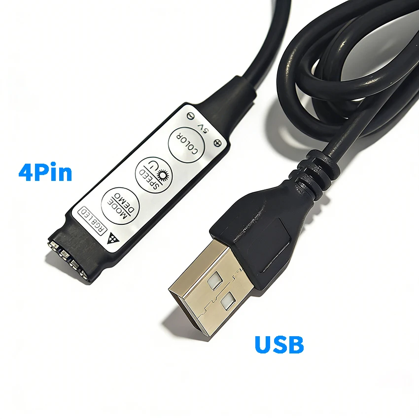 3-Key Mini LED Strip Light 3key USB Lamp Tape RGB Ribbon 1M 5V Decoration Backlight Strip Multicolor Controller