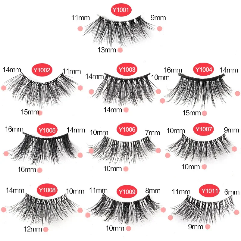 Faux Mink Natural Cílios Postiços, Wispy Fluffy Cílios Extensão, Half Eye Lashes, Ferramenta de maquiagem, 10 Pares, Novo