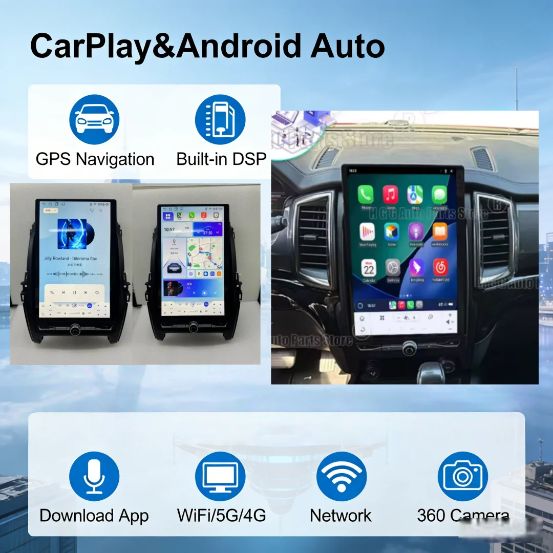 

14,5-дюймовый автомобильный радиоприемник с CarPlay и Android 14 для Ford Everest Ranger 2015-2022, мультимедийный стереоплеер с GPS, головное устройство