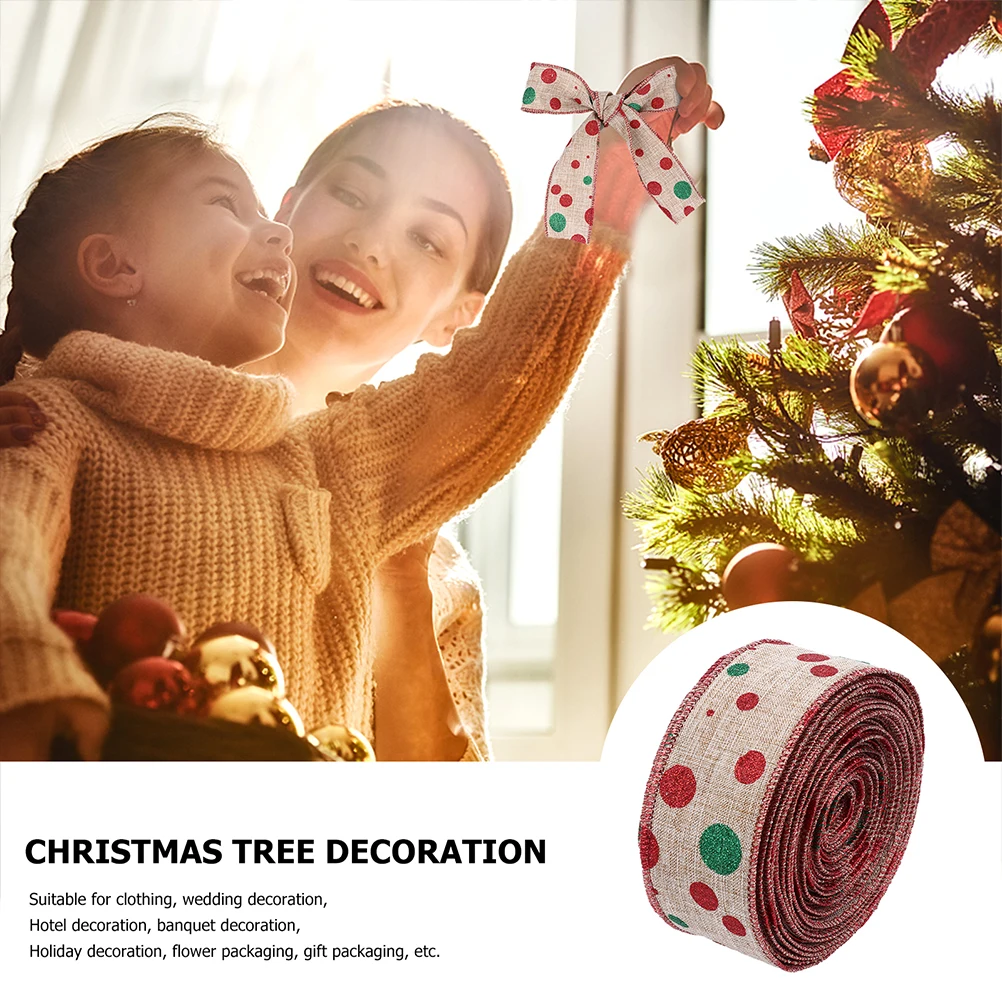 

2 Rolls 10m Red Green Dot Burlap Decorative Wrapping Gifts DIY Craft Supplies Holiday Packaging