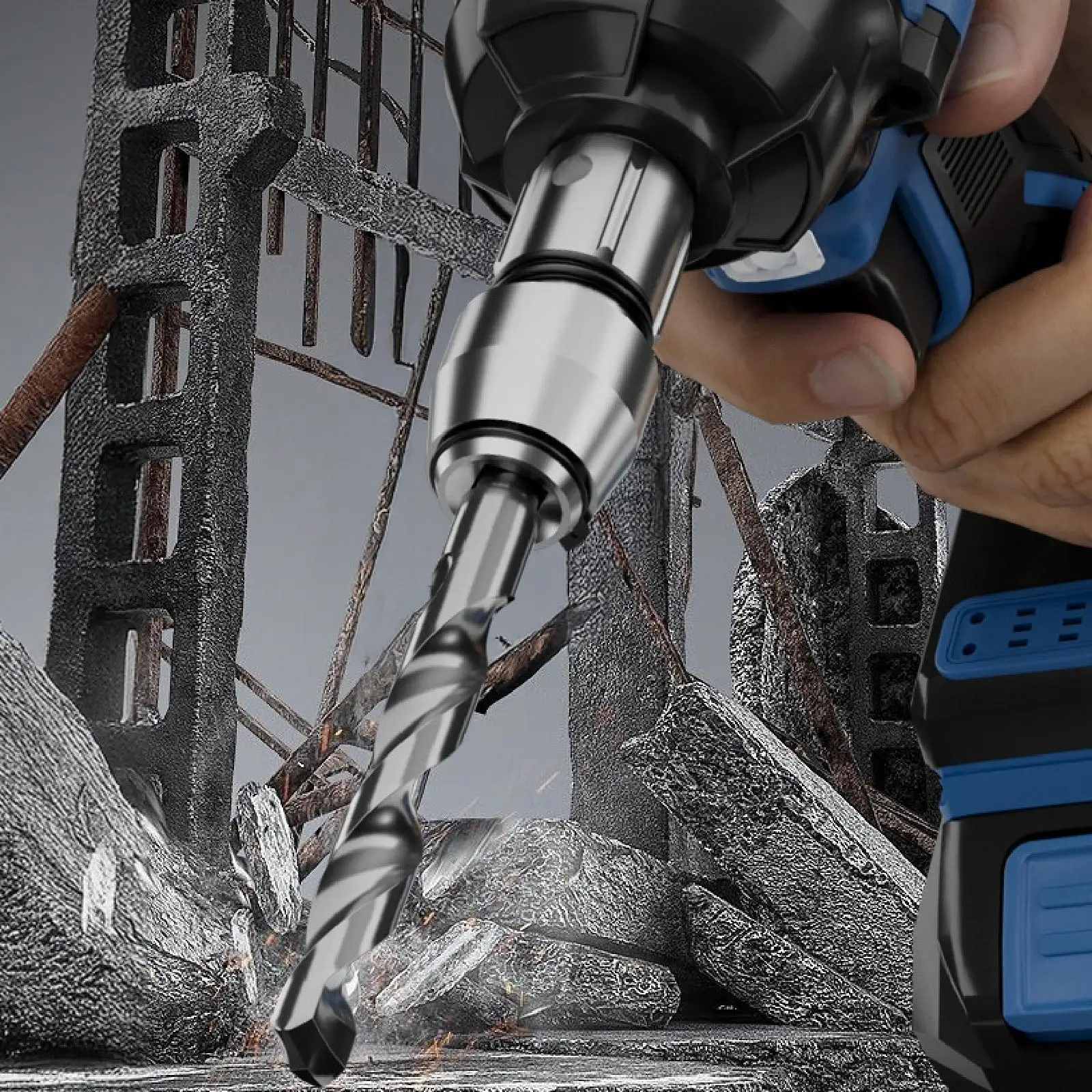 

Drill Chuck Carbon Steel Mechanical Work Attachment Lightweight Practical Quick Change Construction Project Drill Converter