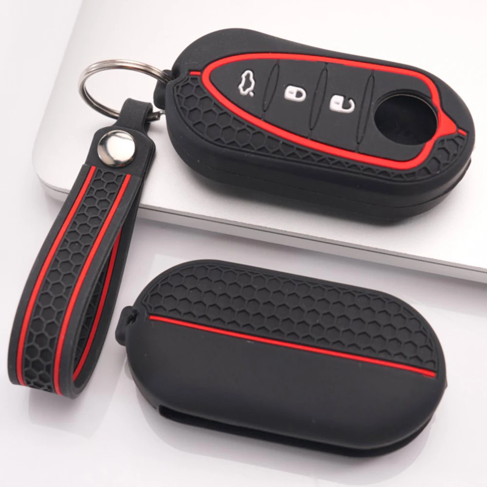 Key Case Cover Keychain For Alfa Romeo Giulietta MiTo 159 Brera Spider Giulia Stelvio GT 147 156 166 4C Tonale Smooth Finish