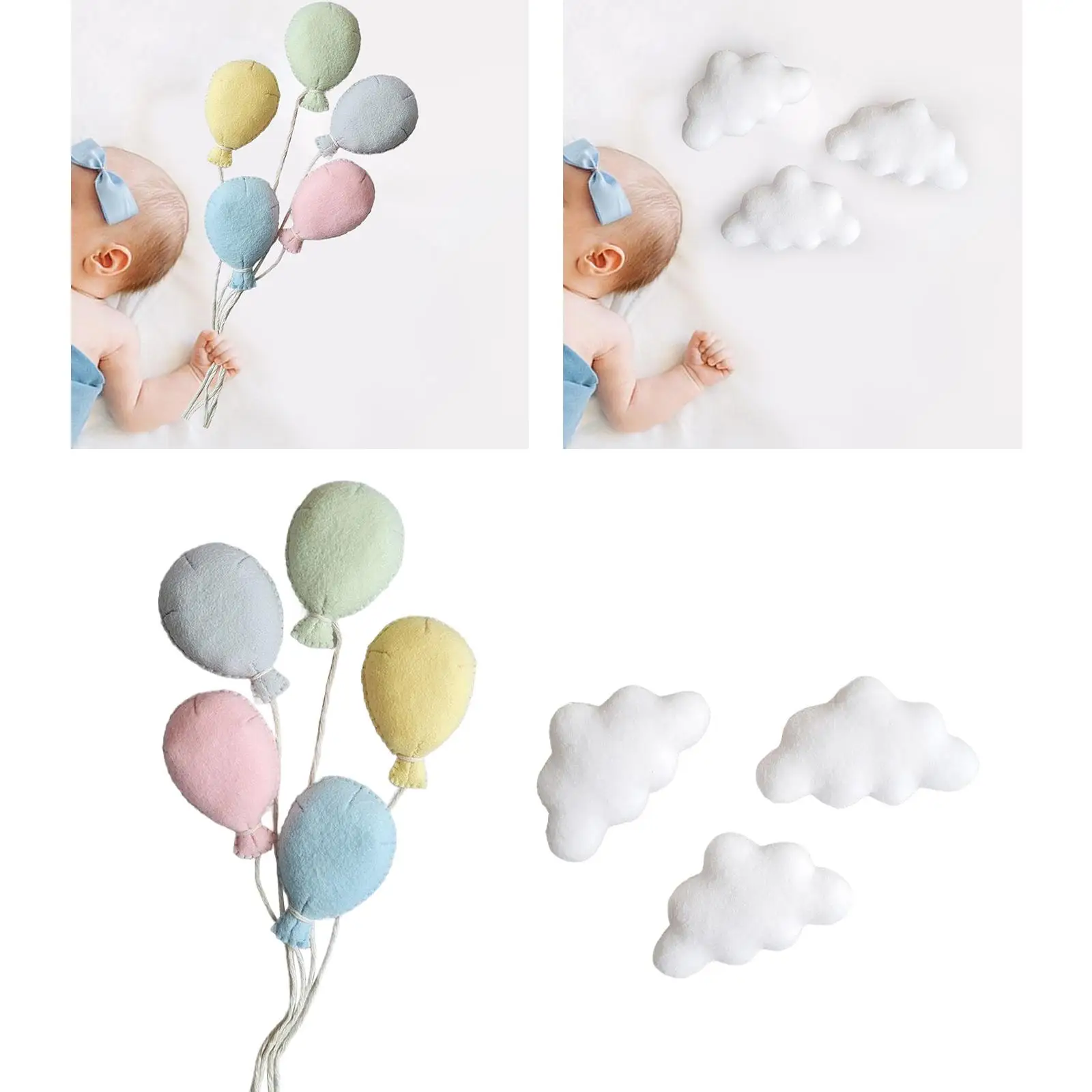 Newborn Photo Prop Felt Balloon Set Baby Photography Background Decor for Infant Photoshoot Boy Girl Shower Gift