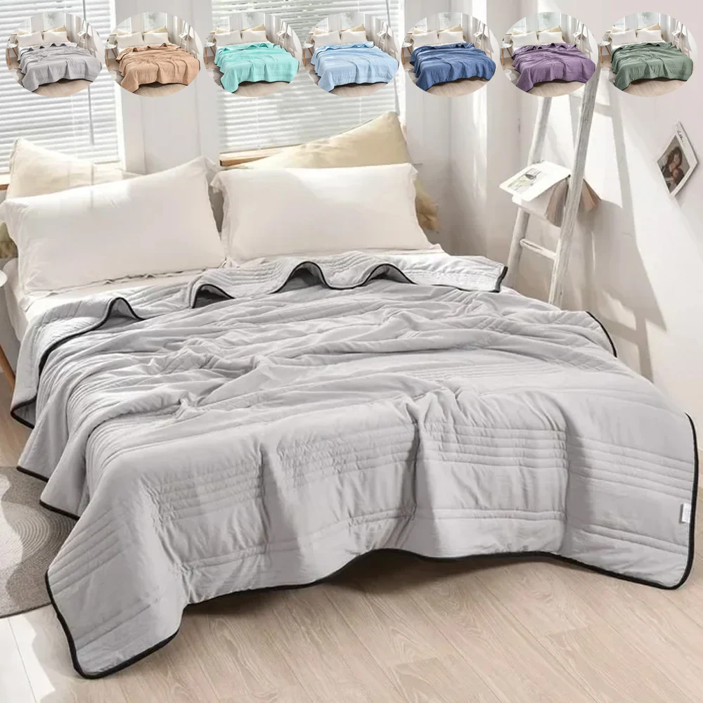 

1PC Summer Thin Quilt Solid Color Quilts Air Conditioning Quilt Lightweight Comforter Four-season 100/150/180/200cm Bed Quilts