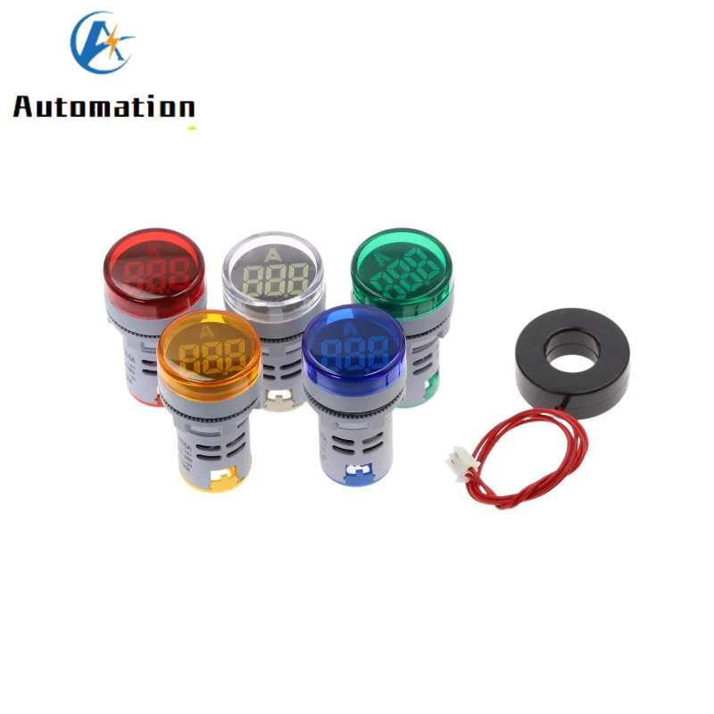 10 buah 22MM 0-100A Digital Ammeter, meteran arus/voltase Meter indikator Panel lampu Led AC20-500V lampu sinyal merek kualitas tinggi