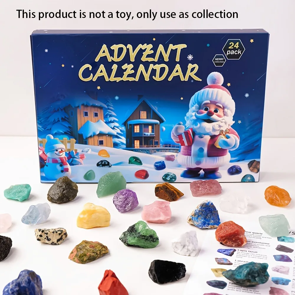 

24 Natural Crystal Ore Specimen Blind Box Arrival Calendar Countdown Box Geologist Exploration Good Physical Science Experimen