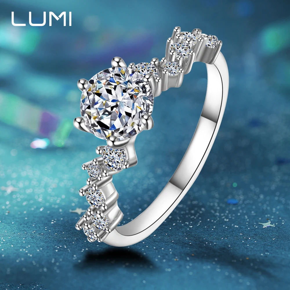 

1CT D Color Moissanite Wedding Rings for Women Unique Starlight Design Bands S925 Pure Silver Jewelry GRA Certified