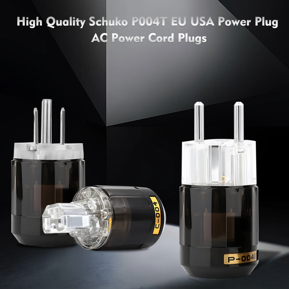 Audiophile Rhodium Plated AC Power Connector Kit – European Schuko Plug to IEC C13 Female Socket, P-004E C-004 Thick 38mm Diame
