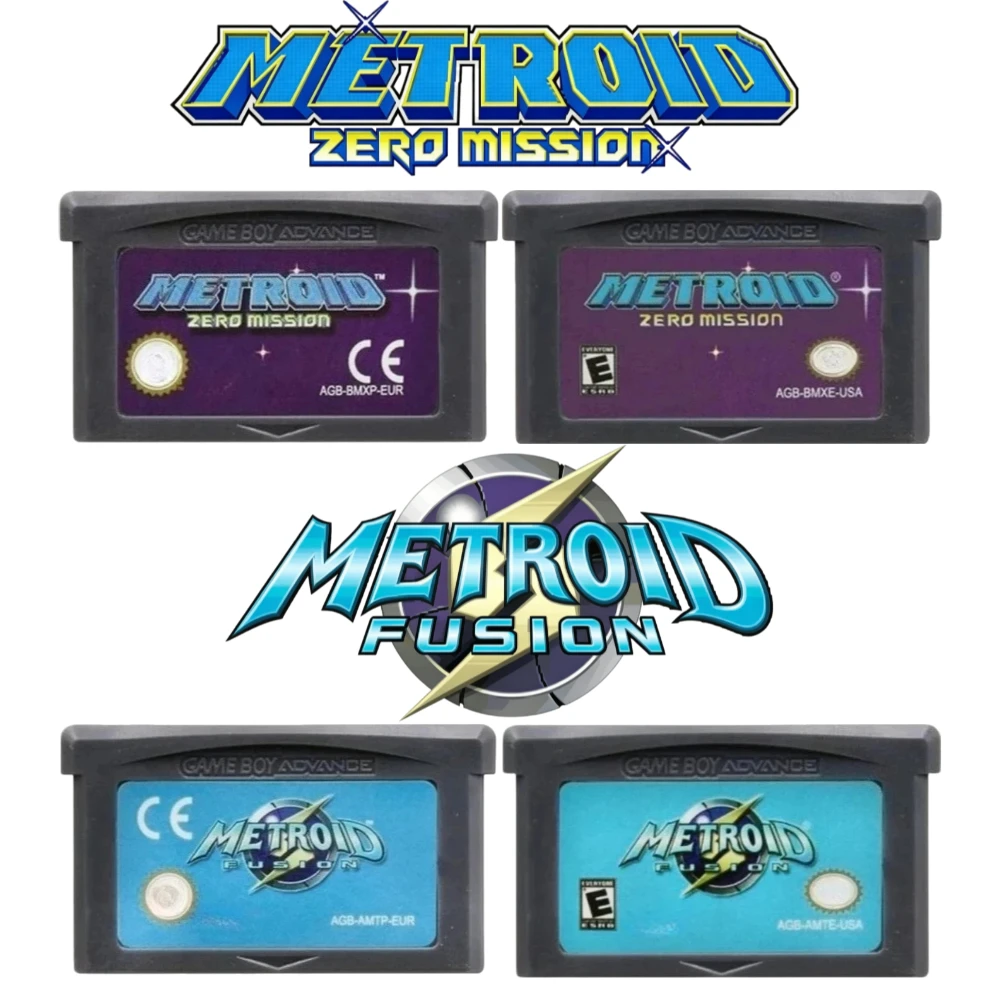 Metroid Series GBA Game 32-bit Video Game Cartridge Console Card Fusion Zero Mission USA/EUR Classic Game Collection for GBA NDS