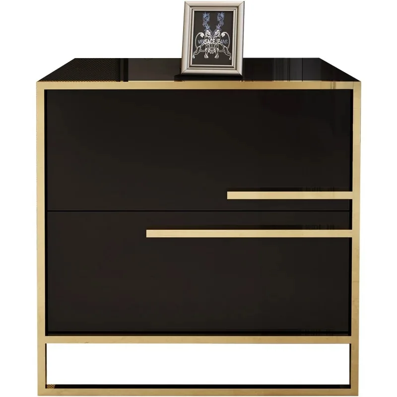 

Light Luxury Bedside Table Storage Cabinet Corner Table Living Room Simple Neoclassical Black and White Paint Bedroom