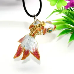 6cm Ring on Fishback Many Enamel Color Cloisonne Movable Big Tail Goldfish Pendants For DIY Jewlery Making