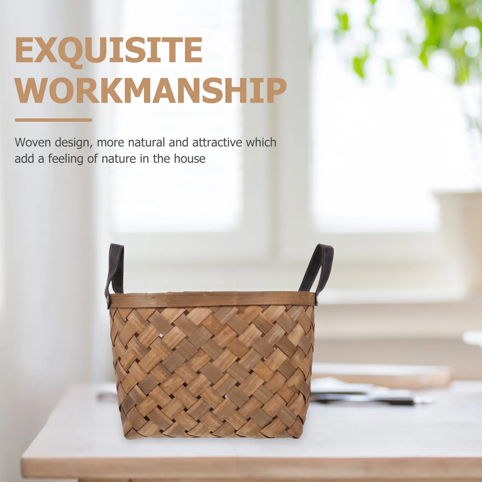 

1Pcs Eco Friendly Woven Storage Basket Simple Handmade Wooden Floral Arrangement Organizer for Home Decor Gifts