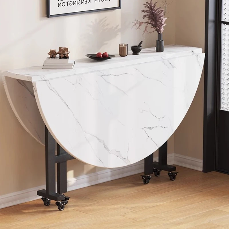

Folding round table, small household apartment, foldable dining table, simple dining table, movable large round table