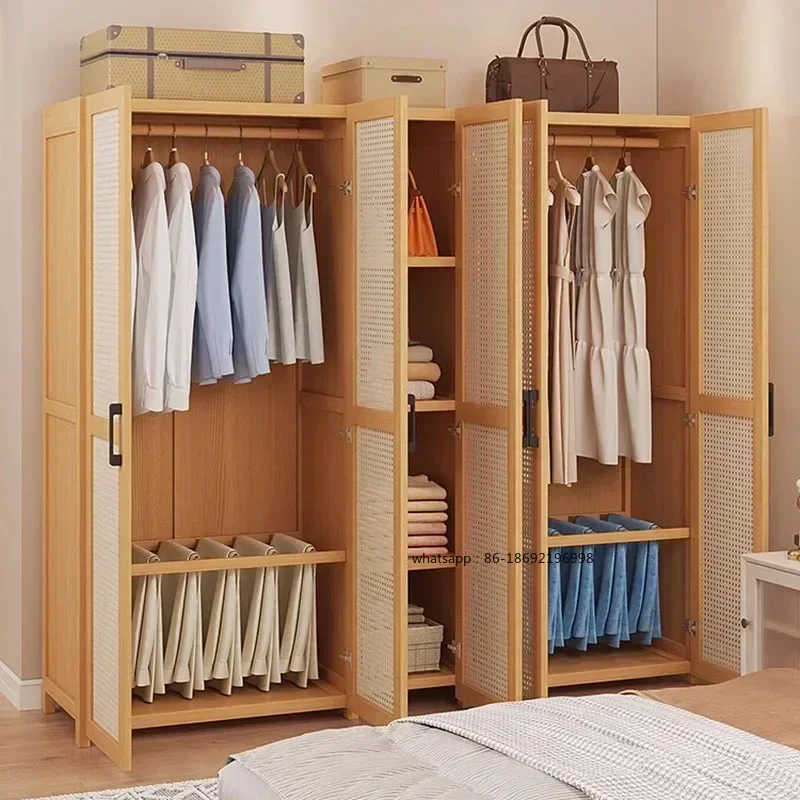 Armored Single Sliding Door Wardrobe Closet Clothes Storage Cabinet Things Bedroom Room Set Wooden Locker Coat Household Items