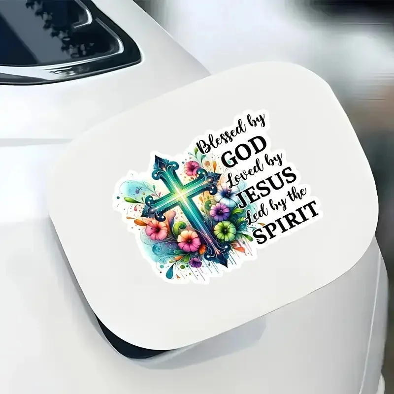 

Blessed by God Loved by JESUS Fed by the SPIRIT Waterproof Vinyl Car Decals for Windows, Bumper, Exterior Decorative Accessories