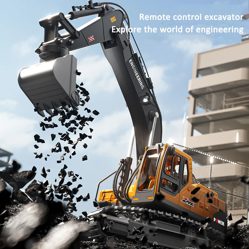 

New Product 680 ° Rotation No Dead Angle Simulation Alloy Excavator Construction Vehicle Dump Truck Electric Bulldozer Boy Toy