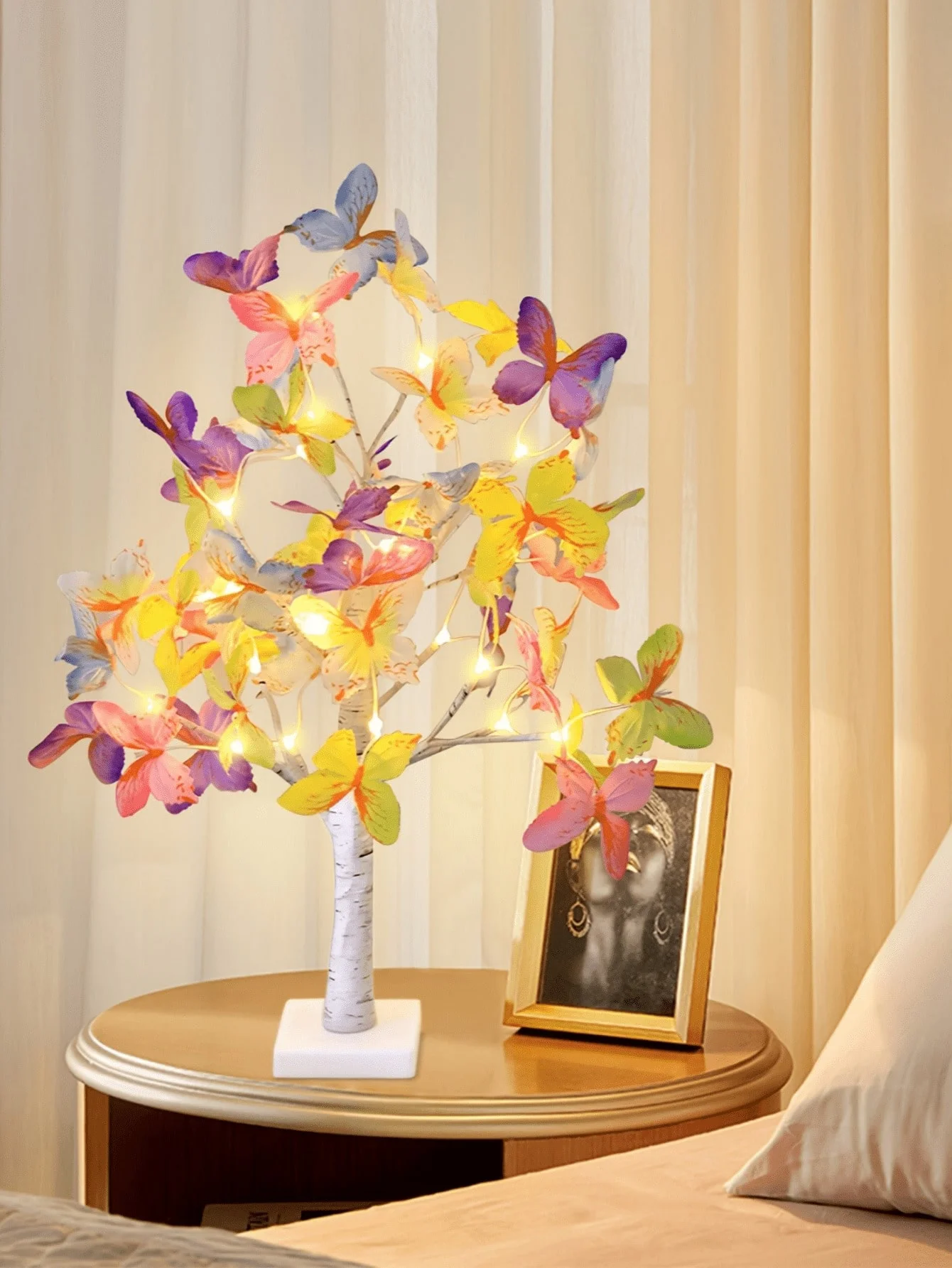 1pc Butterfly Simulation Tree, Butterfly Flower Tree Lamp, Battery/USB Powered Artificial Flower Pot Tree Planting Lamp, Suitabl