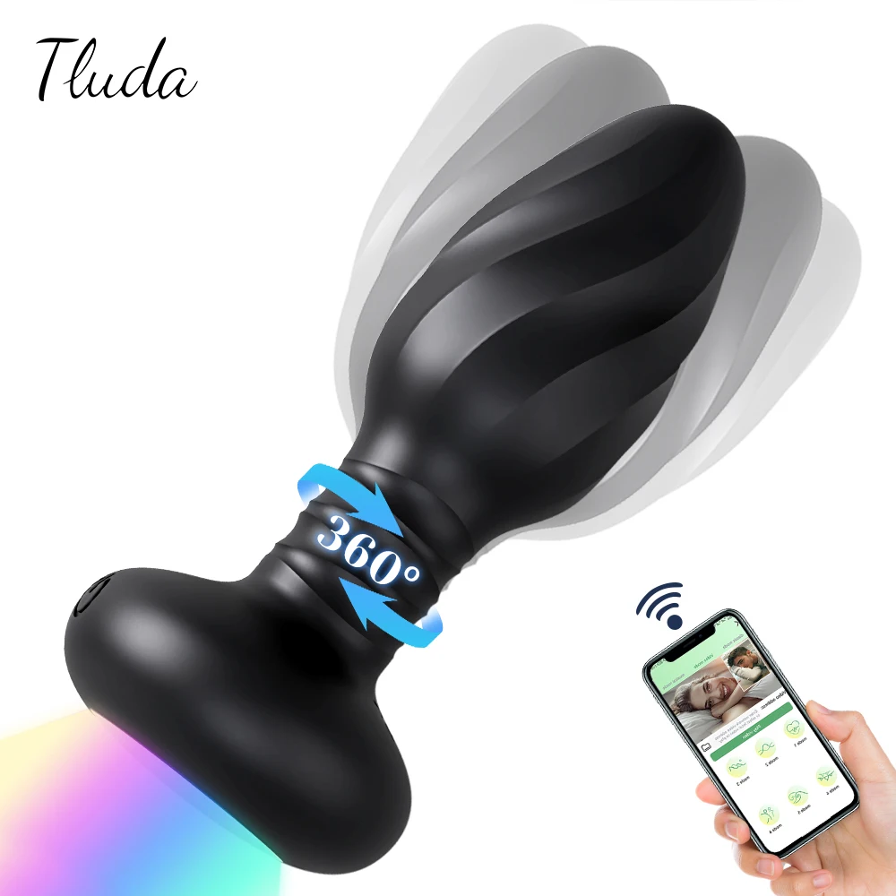 APP-Steuerung LED-Rotation Vibrierender Buttplug für Frauen Wackeln Analvibrator Homosexuelle Männer Analplug Interaktion Sexspielzeug für Paare